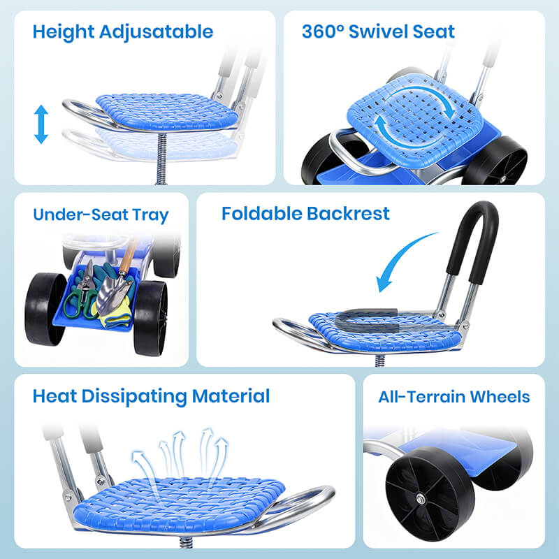 360 Degree Rotating Gardening Seat with Adjustable Height