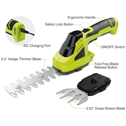 2 in 1 Cordless Shears and Hedge Trimmer