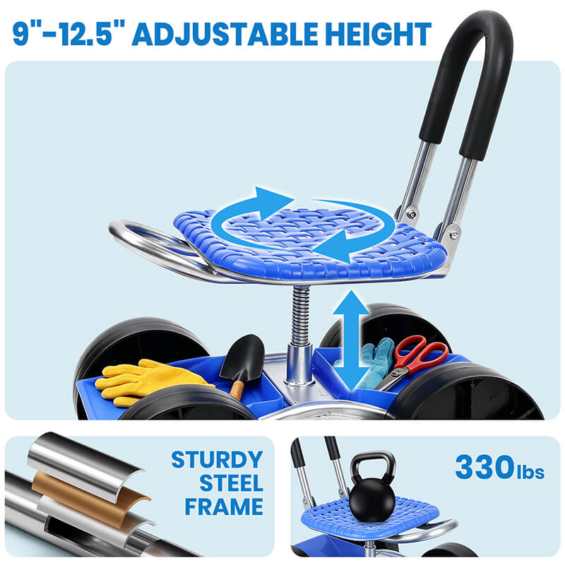 360 Degree Rotating Gardening Seat with Adjustable Height